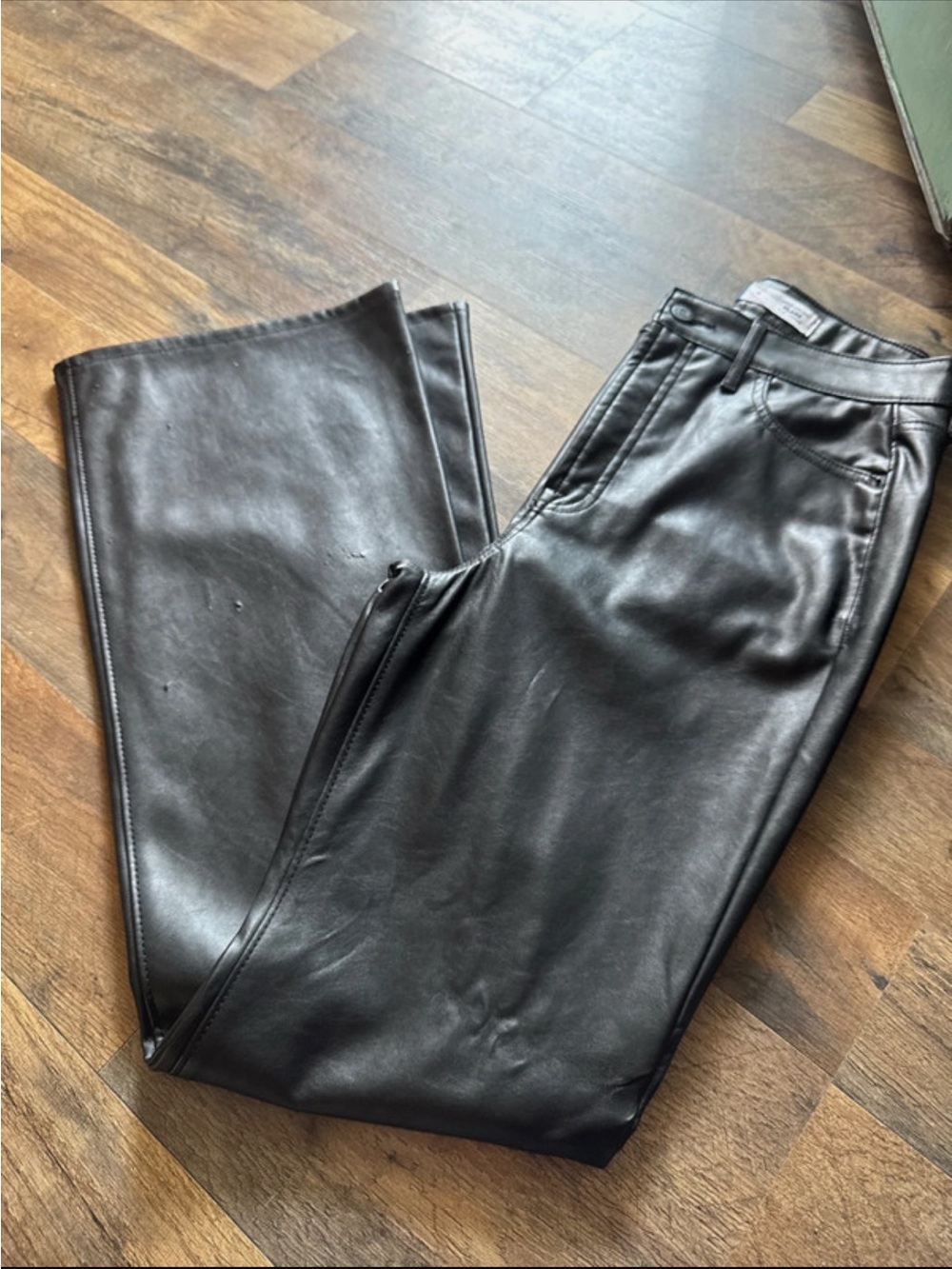 Black Faux Leather woman's Jeans